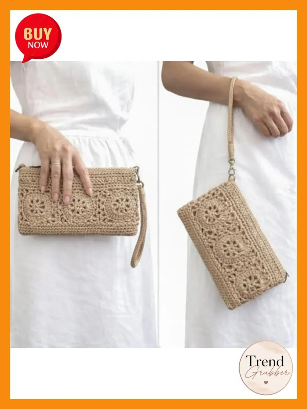 Handmade Crochet Wristlet Wallet Clutch Crossbody Shoulder Bag Phone Purse